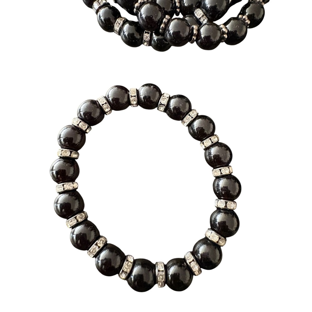 Paparazzi Black Bead Rhinestone Necklace and Bracelet Jewelry Set - Picture 5 of 6
